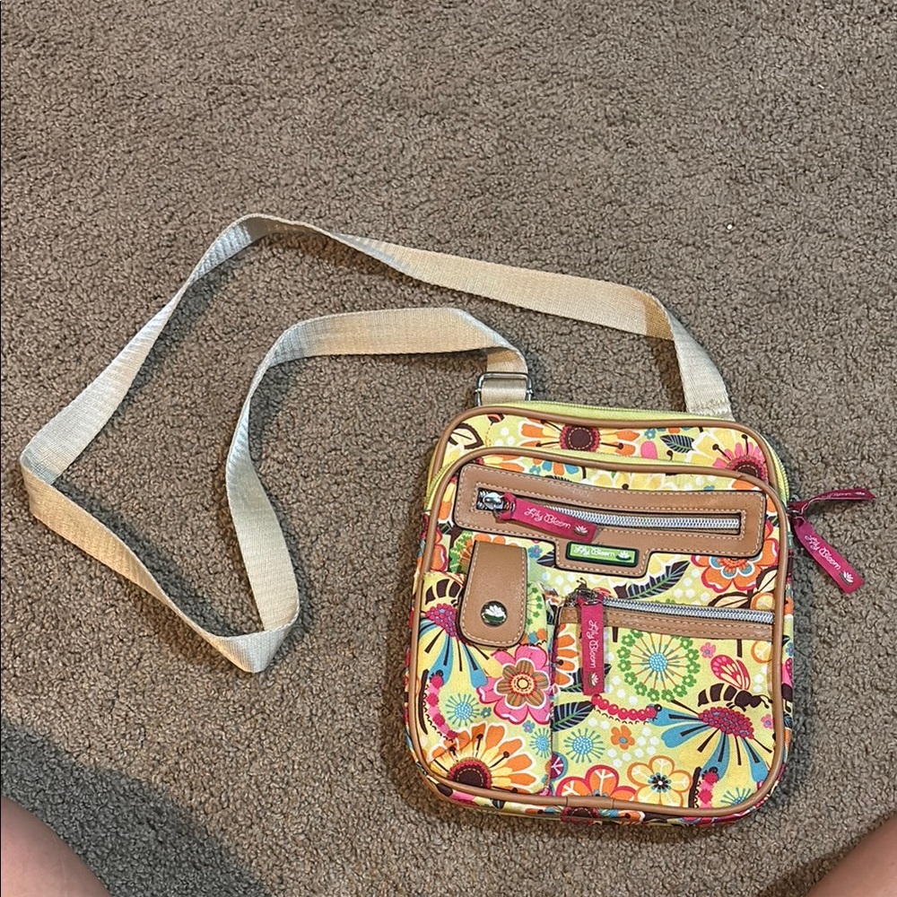 Lily Bloom Yellow and Red Crossbody Bag with Vibrant Floral Design